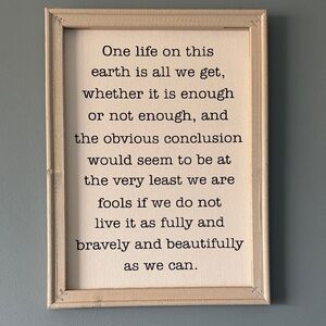 Inspirational Quote Canvas Wall Art in Natural Wood Frame